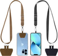 CACOE Phone Lanyard 2 Pcs-Adjustable Neck Strap,Universal Crossbody Lanyards Compatible with Most Smartphones (Black+Brown, 21.65")