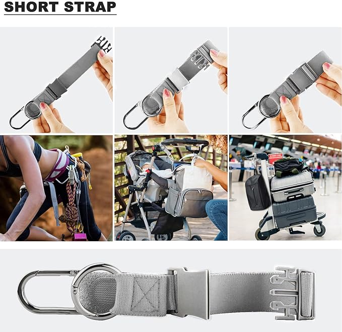 ZINZ Elastic Jacket Gripper Travel Strap with D-Ring Hooks and Buckle, Suitcase Straps Belts Travel Accessories, Makes Your Hands Free