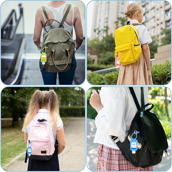 4 Pack Travel Bottles, Hand Sanitizer Holder Empty Travel Size 2oz/60ml Leakproof Refillable Containers Portable Keychain Bottles with Detachable Silicone Case