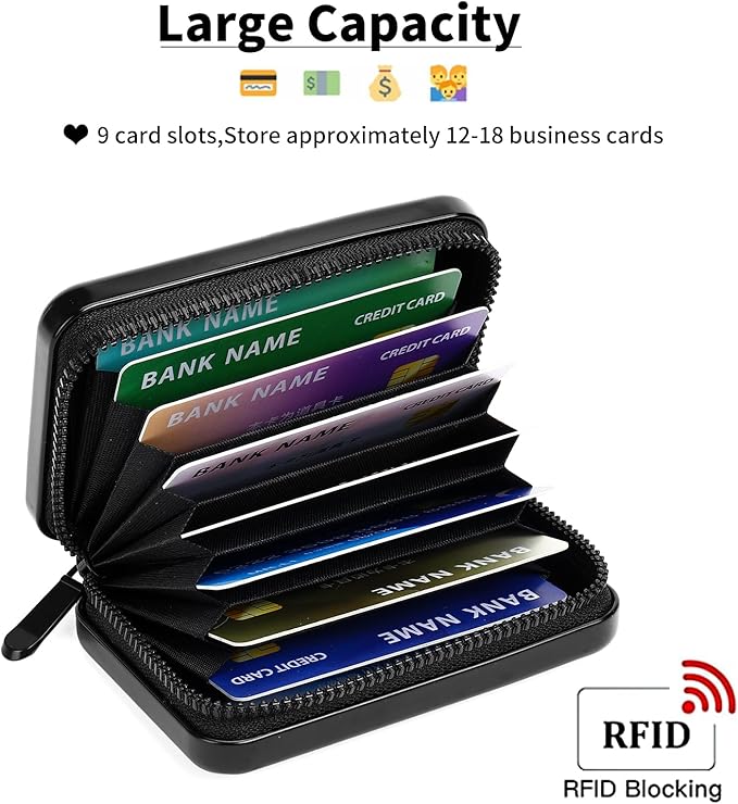 Credit Cards Holder for Women RFID Blocking Aluminum Zipper Wallet Business Card Case Metal ID Case for Men