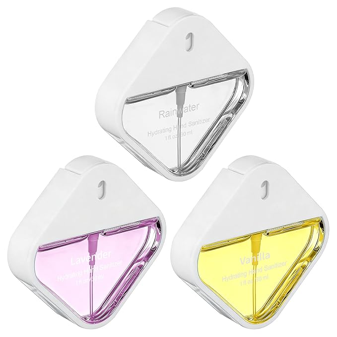 3 Pcs Power Mist Hydrating Hand Sanitizer Spray Bulk Travel Size Hand Sanitizer Spray Pocket 1 oz Square Card Bottle for Daily Use Mother's Day Employee Staff Nurse Teacher Appreciation Gifts