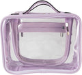SANHECUN traveling toiletry bag clear cosmetics case makeup bag Dimensions | LxWxH:10” x 4.5” x 7.5” (Purple, Medium)