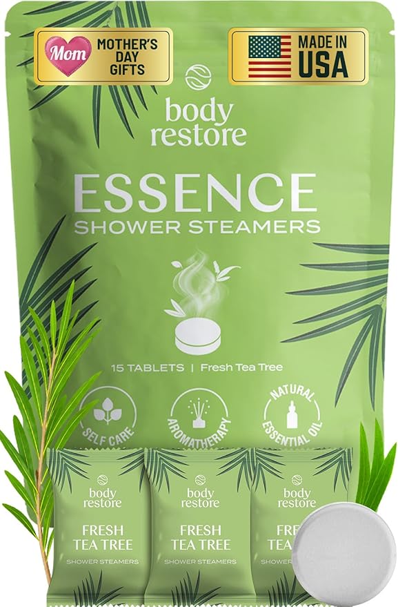 Body Restore Shower Steamers Aromatherapy 15 Pack – Mothers Day Gifts for Mom, Birthday Gifts for Women and Men, Relaxation Stress Relief Self Care – Premium Tea Tree Essential Oil Tablets