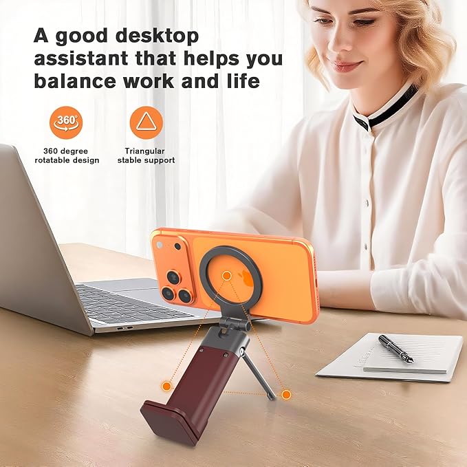 Airplane Phone Holder Travel Essentials for Women Magnetic Phone Holder for Plane Tray Table & Luggage Handle,Travel Sized 360° Rotation Foldable Desk Phone Stand for Long Flight Flying Claret