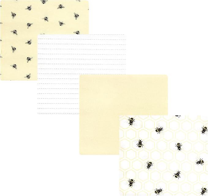 Hudson Baby Unisex Baby Cotton Flannel Receiving Blankets, Honey Bee, One Size