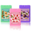 Set of 3 Power Mist Hydrating Hand Sanitizer Spray Bulk Travel Size Refreshing Hand Sanitizer 0.67 Fl. oz Compact Card Spray Bottle Grape Mandarin Strawberry Scent for Mother's Day Women Gifts