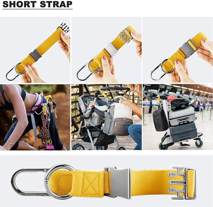ZINZ Elastic Jacket Gripper Travel Strap with D-Ring Hooks and Buckle, Suitcase Straps Belts Travel Accessories, Makes Your Hands Free