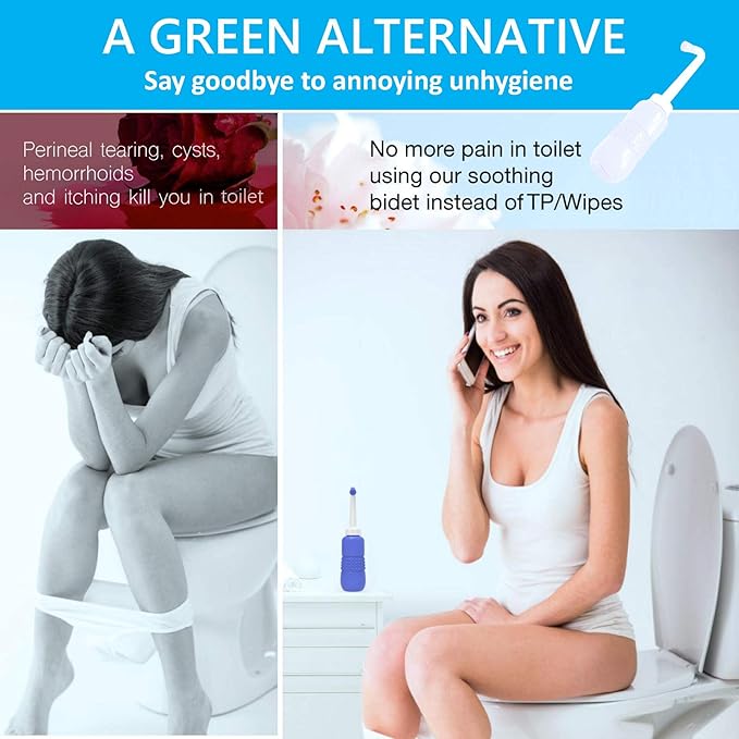 2PCS- Portable Bidet for Toilet 450ml Peri Bottle Postpartum Care, Perineal Bottle | The Original Travel Bidet with Water Sealing Cap Waterproof Storage Bag