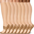 Sooverki Copper Compression Socks for Men & Women 8 Pack 15-20mmHg - Knee High Stockings Best Support for Running Athletic