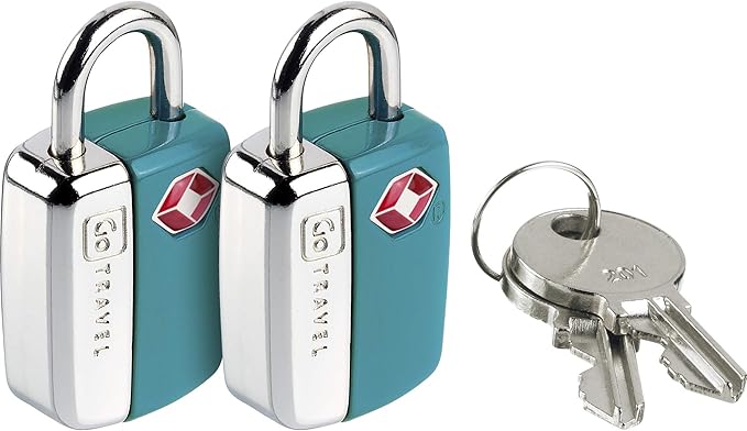 Go Travel TSA Key Padlocks, Suitcase Lock with 2 Keys per Lock, TSA Approved Locks for Luggage, Travel Essentials, Pack of 2