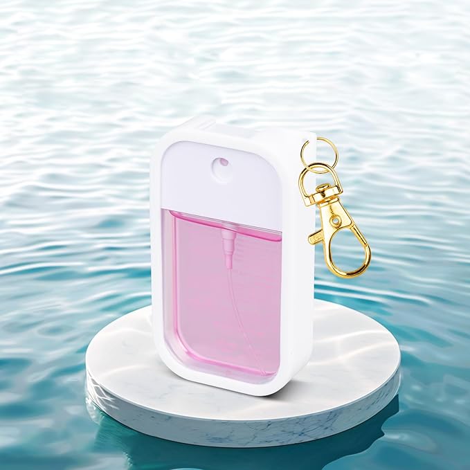 Silicone Case Compatible with Touchland Hand Sanitizer Spray, Protective Case with Keychain for Power Mist and Glow Mist 1 fl oz, Hand Sanitizer Spray Accessory (White, 1 Pack)
