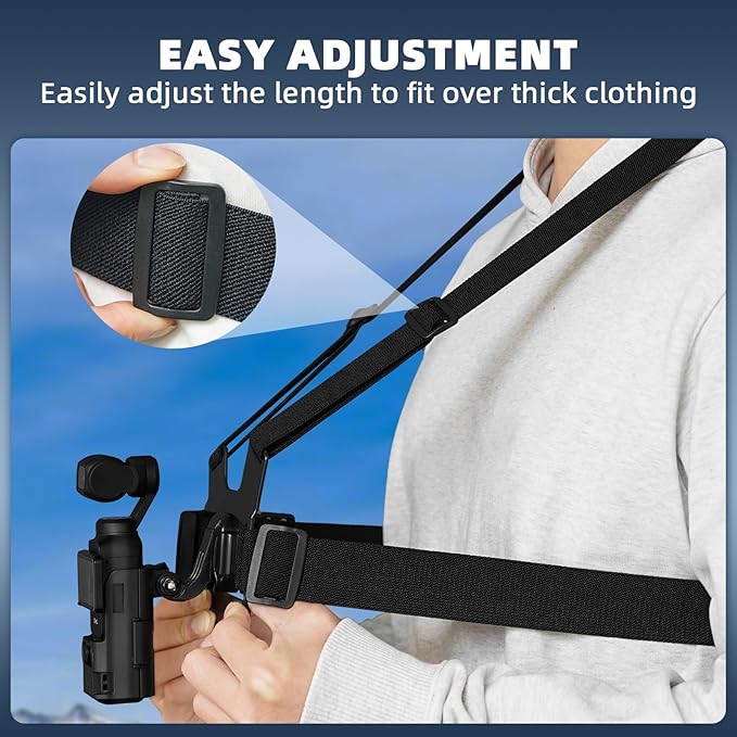 BRDRC Pocket 3 Chest Mount,Hand Free Vlog Video Body Chest Harness Strap for DJI Action 5 Pro/4/3/Pocket 4,POV Shooting Body Strap Holder Clip Kit for GoPro, for Insta360 X3 X4, Phone Accessories