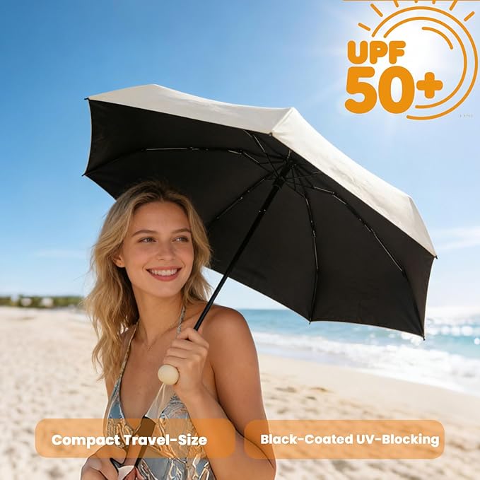 MRTLLOA Travel Essentials Mini Umbrella with Case for Purse - Small Compact & Lightweight, UV Sun Protection, Manual Open/Close for Pocket Umbrella(Women/Men/Kids)