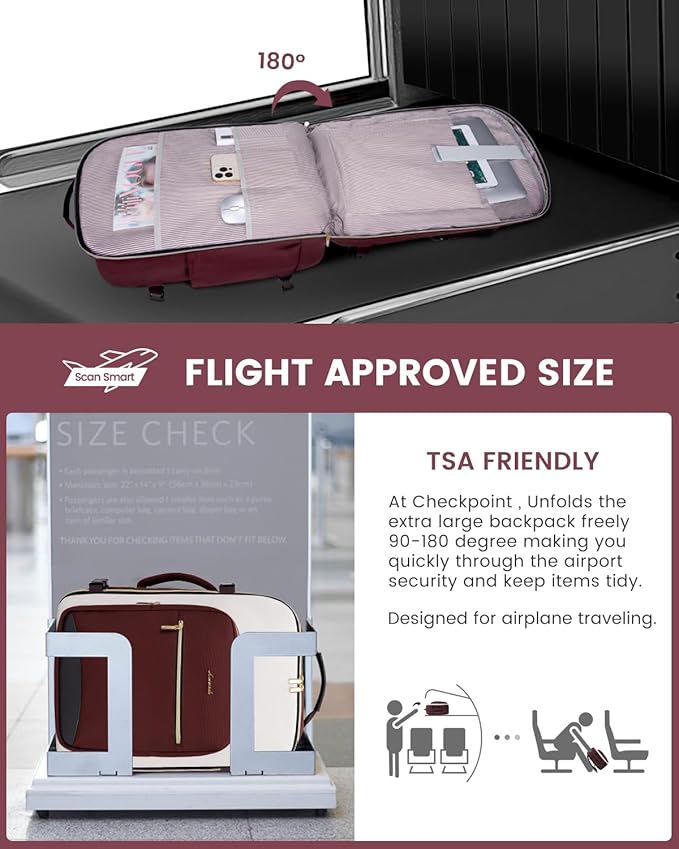 LOVEVOOK Large Travel Backpack for Women & Men, 40L Carry on Backpack for Airplanes, TSA Personal Item Travel Bag fits 17" Laptop, Waterproof Weekender Essentials Airline Approved with 3 Packing Cubes
