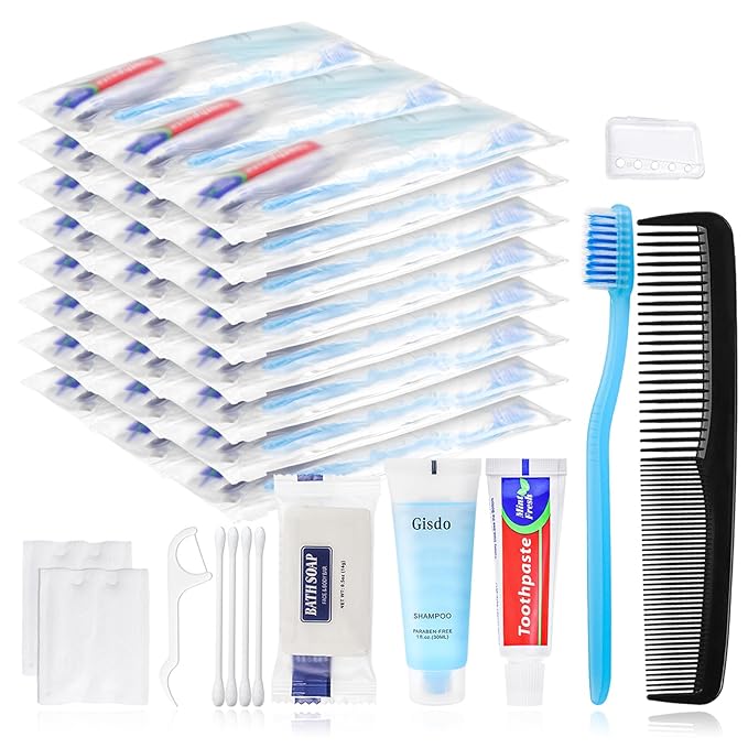 5 Kits Basic Toiletry Kits Homeless Personal Hygiene Kit Bulk Homeless Care Package Supplies Travel Toiletry Kit Homeless Hygiene Kit Bulk for Men Women Charity Toiletry Bag(10-IN-1)