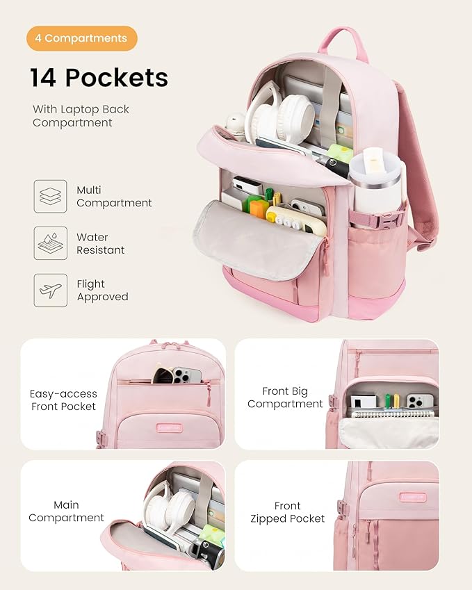 LOVEVOOK Laptop Backpack for Women with Stanley Cup Holder,17 Inch DIY Design Travel Work Backpack Computer Laptop Bag,Nurse Teacher College Backpack Purse,Gifts for Women Men,Brown-Black-Bean green