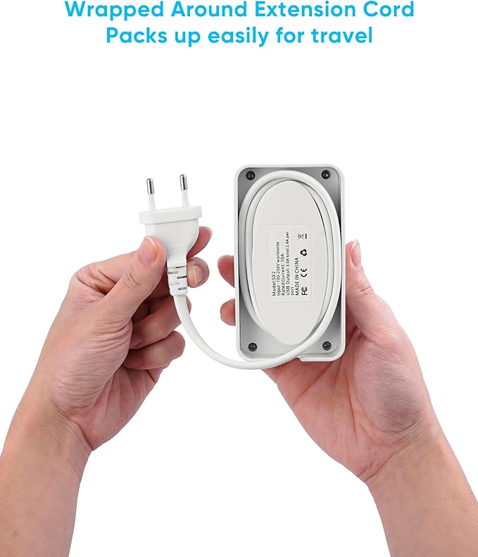 Kakyanill UK Adapters for Travel, US to UK Plug Adapter, 6 AC Outlets, 4 USB Ports (2 USB C), 3ft Wrapped Around Extension Cord, Type G Plug Adapter, for UK Ireland Hong Kong Travel