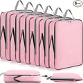 Hosuly 6 Pcs Ultralight Compression Packing Cubes for Travel 17.3 x 12.6'' XL Large Expandable Luggage Organizers for Save Space Family Long Trips (Pink)