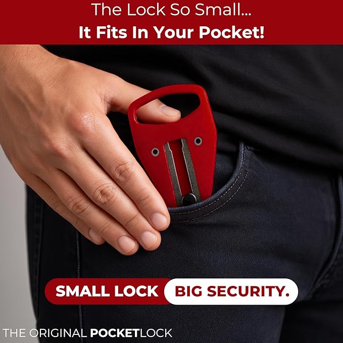 Portable Door Lock for Travel – Hotel Door Locks for Travelers Security – Door Safety Lock from Inside for Home & Apartment – Travel Locks for Hotel Rooms – (Red)