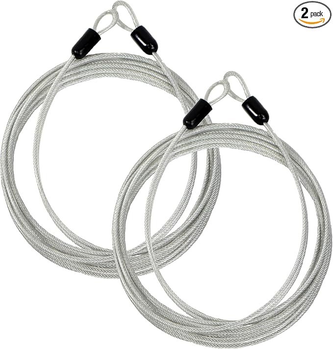 Lumintrail 4 Foot 3mm (1/8th Inch) Braided Steel Coated Security Cable Luggage Lock Safety Cable Wire Double Loop (2 Pack)