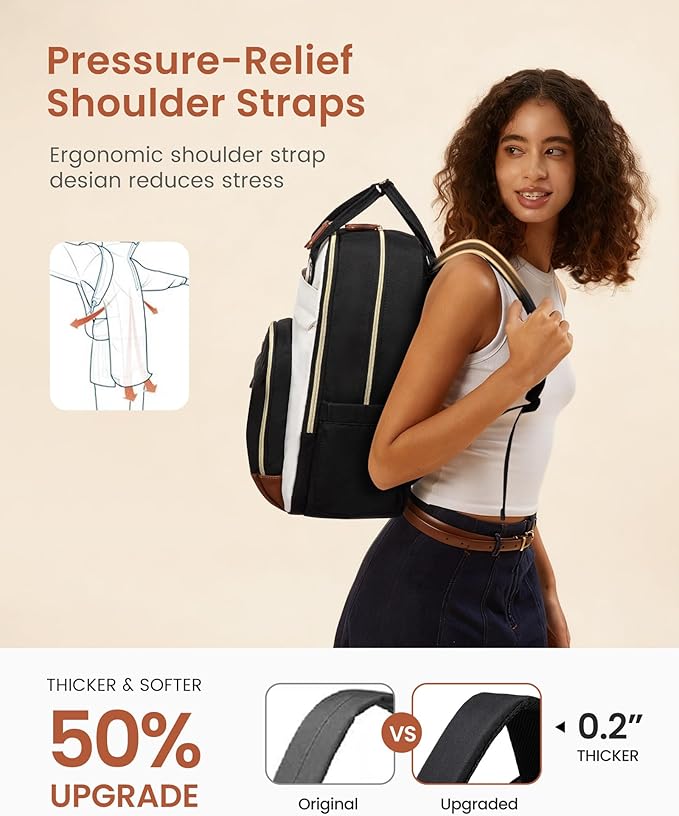 LOVEVOOK Backpack for Women,Laptop Backpack Women,Fits 17 Inch Laptop Bag,School Backpacks,Fashion Travel Work Anti-theft Bag,Waterproof Business Computer College Backpack Purse,Beige-Blue-Brown