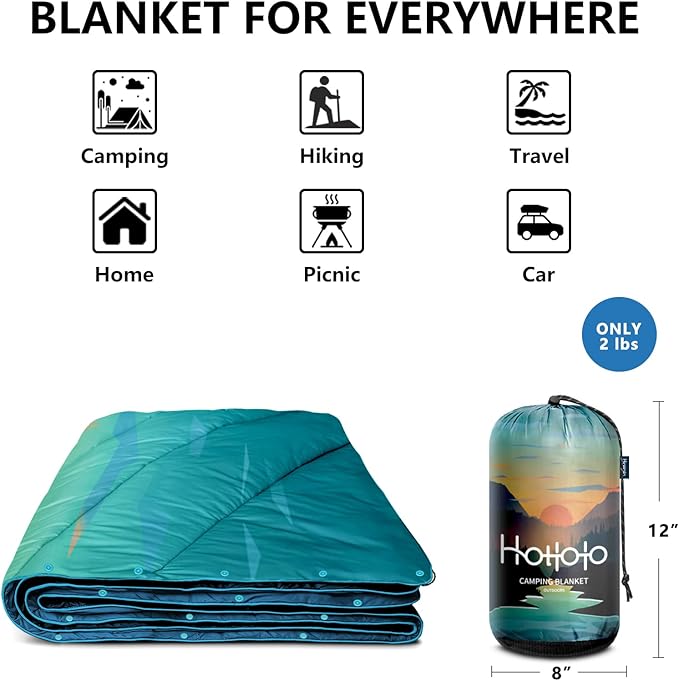 Camping Blanket,Lightweight Puffy Printed Camping Blanket Packable Outdoor Blanket for Camping,Traveling, Stadium, Hiking, Picnics