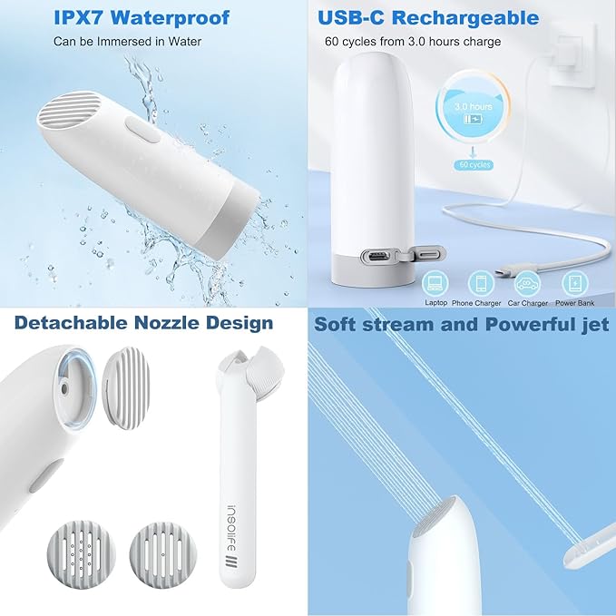 Portable Bidet | High Pressure Travel Bidets with Adapter | Rechargeable Portable Electric Bidets for Men & Women Cleaning | Portable Bidet for Travel