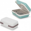 2 Pack Travel Soap Case with Lid, Leakproof and Portable Soap Holder with Removable Drain Tray for Home, Bathroom, Hiking, Camping, Outdoor (Blue, White-n)