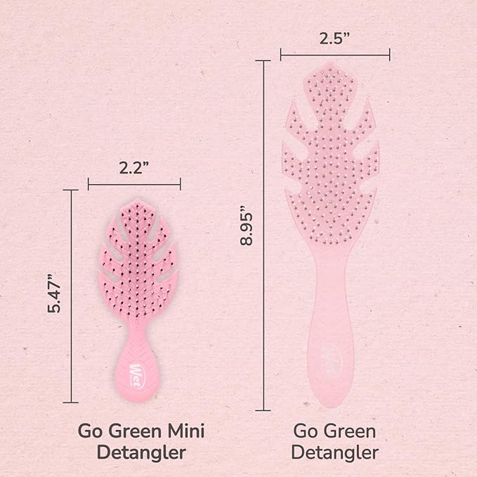 Wet Brush Go Green Mini Detangler, Pink - Detangling Travel Hair Brush - Ultra-Soft IntelliFlex Bristles Glide Through Tangles & Gently Loosens Knots While Minimizing Pain, Split Ends & Breakage