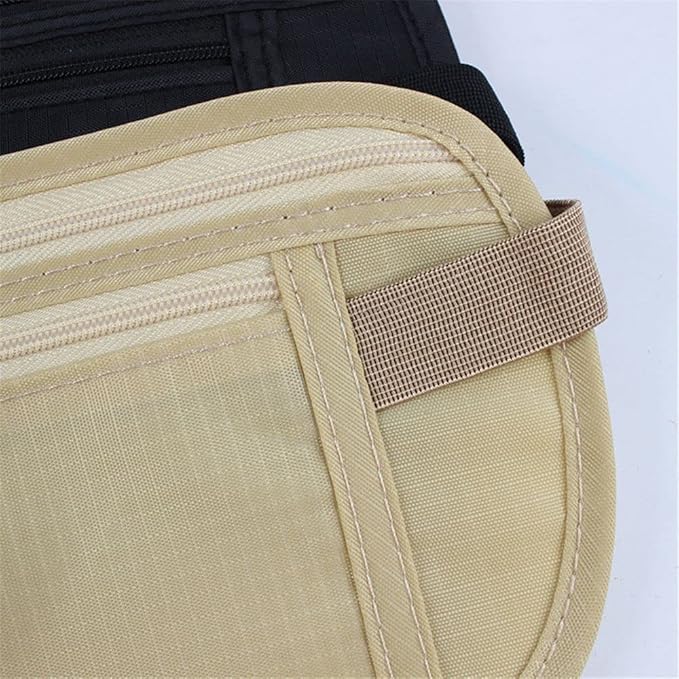 2 Pack Travel Money Belt Waist Wallet, Slim RFID Blocking Passport Holder, Invisible Belt Bag Fanny Pack for Men Women