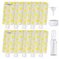 PACKISM 13 Pack Travel Pouches for Toiletries, 3 oz TSA Approved Liquid Containers, Leak Proof Squeeze Bags for Cruise & Camping, Space Saving Refillable Carriers, Brilliant Yellow Lemon