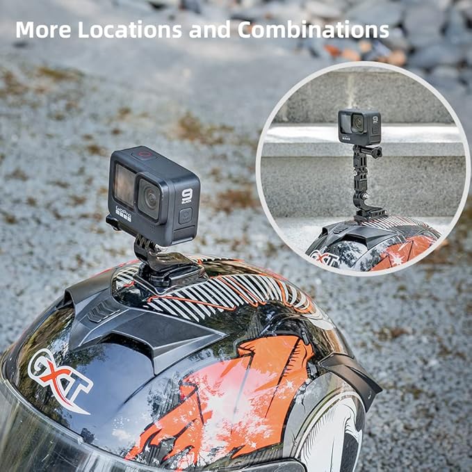 Motorcycle Helmet Chin Mount Kit Compatible with GoPro Hero 13 Black, Hero 12/11/10/9/8/7, DJI Action 6/5 Pro/4/3 and More Action Cameras (Ball Head Motorcycle Helmet Chin Mount)