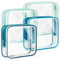 Gemice TSA Approved Toiletry Bag, 4 Pack Cosmetic Bag Clear Toiletry Bag Quark Size, Travel Essentials Water Repellent Travel Makeup Bags for Women Men, Carry on Airport Airline Compliant Bag (Blue)