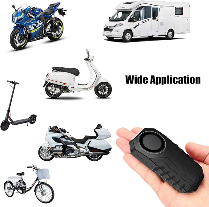 113dB Bike Alarm, Wireless Vibration Motion Sensor Waterproof Motorcycle Alarm with Remote, Anti-Theft Vibration Bicycle Alarm Waterproof Vehicle Security Alarm System, 4 Pack