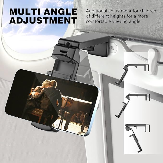 Universal in Flight Airplane Phone Holder Mount. Hands Free Viewing with Multi-Directional Dual 360 Degree Rotation. Pocket Size Must Have Travel Essential Accessory for Flying