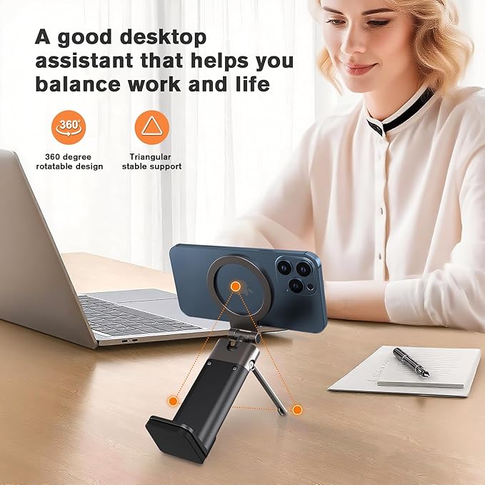 Airplane Phone Holder Travel Essentials for Men Women,Metal Magnetic Plane Phone Holder,360° Rotation Foldable Cell Phone Stand for Desk Tray Table,Travel Size Gadgets Flying Cruise Must Haves