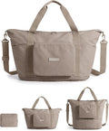 BAGSMART Foldable Travel Bag, 37L Expendable Personal Item Bag, Lightweight Weekender Bags for Women, Water Resistant Extra Carry on for Travel, Camel