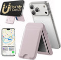 TWZKG for MagSafe Wallet, Works with Apple Find My,5 Card Holder with Stand, Magnetic Phone Wallet for iPhone 17/16/15/14/13/12 Pro Max Plus Air, RFID Blocking Vegan Leather,Pink