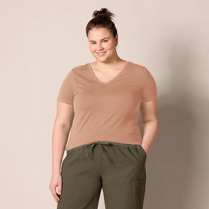 Amazon Essentials Women's Regular-Fit Short-Sleeve T-Shirt (Crewneck and V-Neck Options), Multipacks