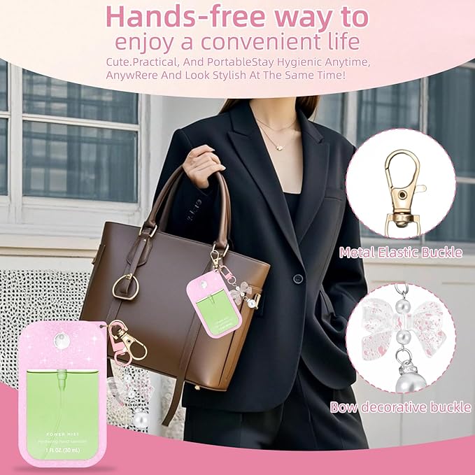Silicone Case Compatible with Touchland Hand Sanitizer Spray Mist 1 oz with Bow Keychain