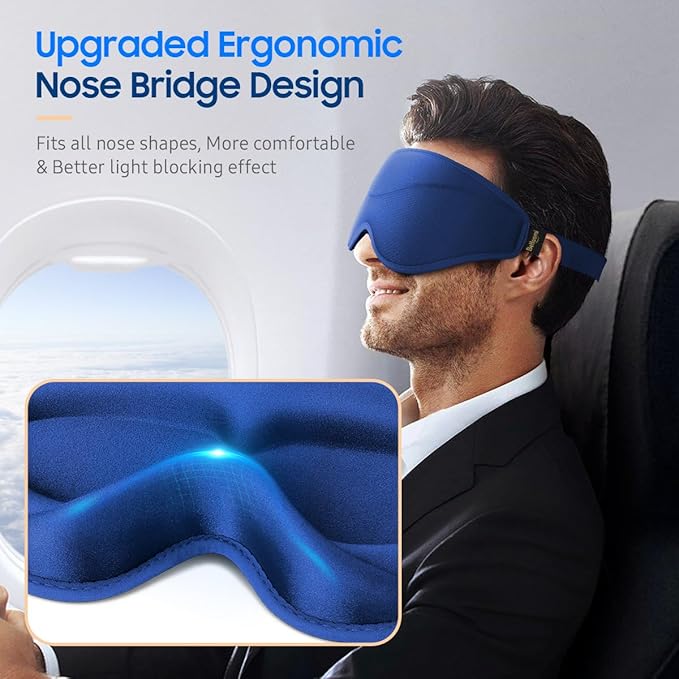 BeHoomi Sleep Mask, 2 Packs Premium Eye Mask for Sleeping, Total Blackout, Superior Soft Comfort, Upgraded 3D Ergonomic Designed Sleeping Mask for Home, Office, Travel, Meditation, Yoga, Blue & Pink