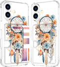 Compatible with iPhone 17 Case Card Holder for Women Cute Design,Wallet Phone Cases Transparent Cool Kawaii Protective (Clear Dreamcatcher Dream Cather)