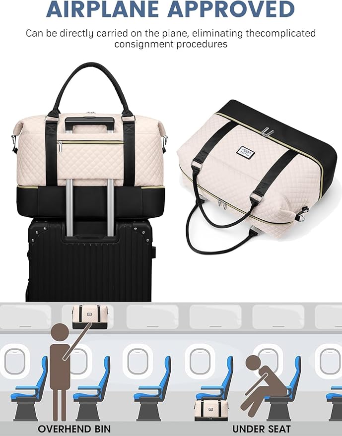 Travel Weekender Duffle Bags for Women: Overnight Bags with Shoe Compartment Large Carry on Weekend Bag with Toiletry Bag & Wet Pocket Tote Duffel Hospital Bag for Women Labor Delivery 3 PCS Set