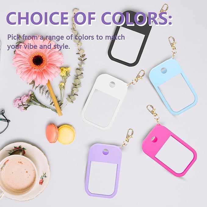 Charunee 5Pcs Hand Sanitizer Spray Case Compatible with Touchland, Protective Hand Sanitizer Spray Silicone Case Accessory with Keychain for Touchland Power Mist & Glow Mist1 fl oz (30 ml)