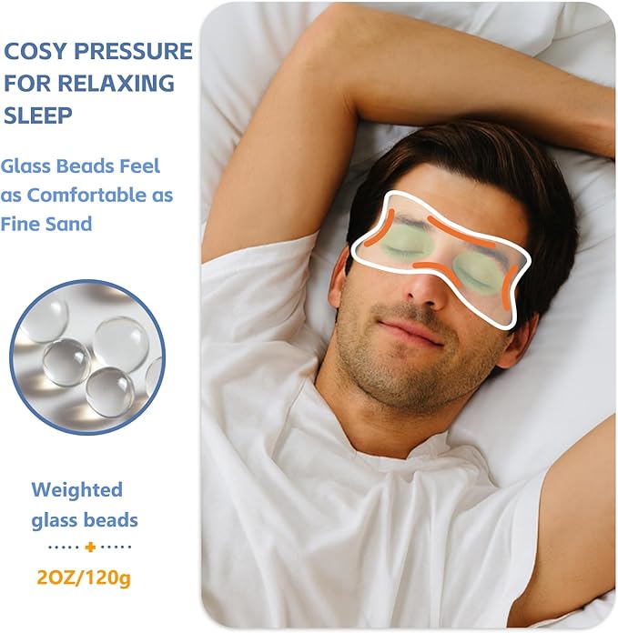 SPRING SEAON Weighted Eye Mask with 100% Patented Light Blocking Design for Men and Women, Velvet Gravity Eye Mask with Adjustable Head Circumference for Sleeping, Airplane, Travel, Gifts for Wife