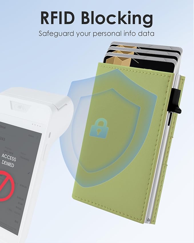 QLD RFID Wallet Women - Small Slim Trifold Wallet Anti-Theft Pop up Card Holder, Minimalist, Ultra Thin, Front Pocket, Premium Leather, 9-11 Cards Capacity | ID Window | Cash Slot