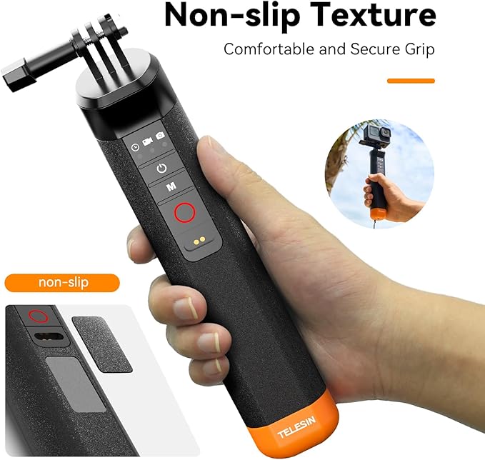 TELESIN Floating Selfie Stick Hand Grip Waterproof Handle with Bluetooth Remote for GoPro Hero 13 12 11 10 9 8 Handle Mount Accessories for Action Camera