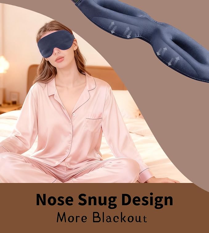 Sleep Mask for Women Men Comfortable Blockout Soft 3D Padded Eye Mask for Sleeping Side Sleeper Friendly Dark Grey