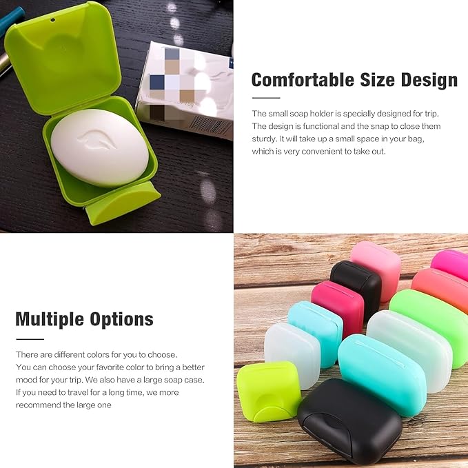 2 Pcs Small Size Plastic Soap Case Holder Container Box Home Outdoor Hiking Camping Travel,2.75 * 2.75 * 1.65 inch Lime Green
