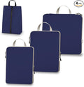 Compression Packing Cubes for Travel, Set of 4 Expandable Luggage Organizers with Shoe Bag, Lightweight Water-Resistant Suitcase Essentials for Carry-on & Checked Luggage, Blue